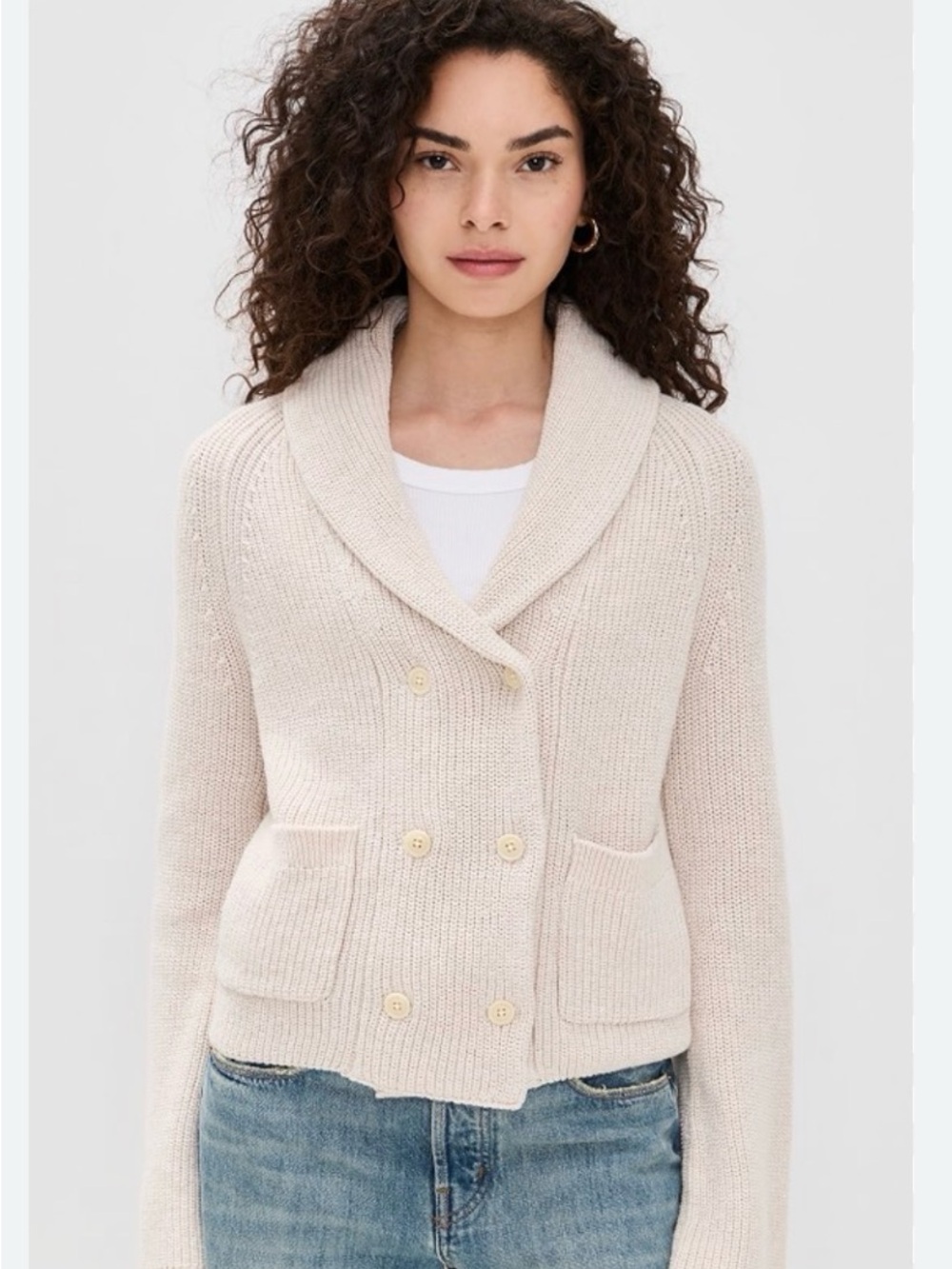 Alex Mill‎ Marseille Cardigan Shawl Collar Double-Breasted Knit Sweater Large